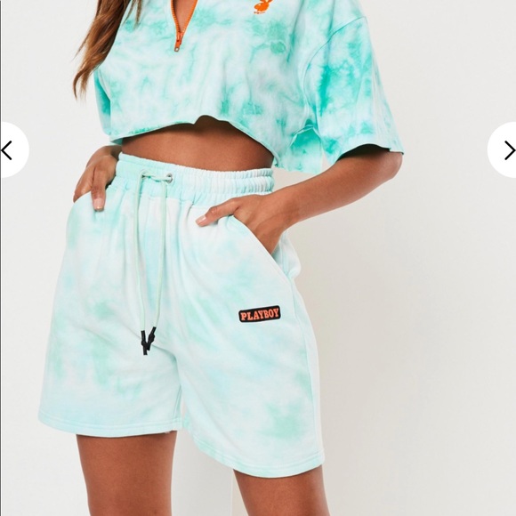 Playboy Mint Tie Dye Elasticated Shorts - Picture 1 of 5